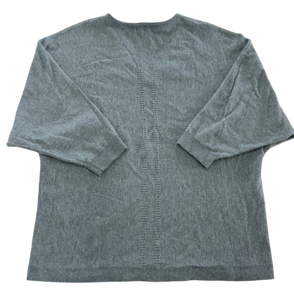 J Jill Sweater Womens XS Gray Green Pullover V Neck Cotton Blend Knit Top - Picture 2 of 8